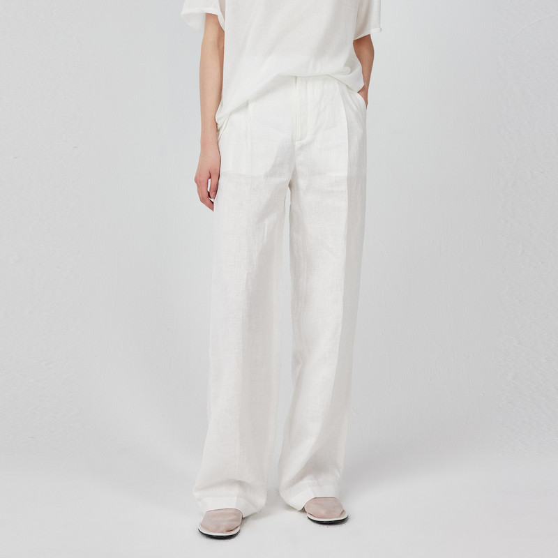 MISSCOCOON可可尼C3系列白色阔腿裤女26夏新款百搭压褶