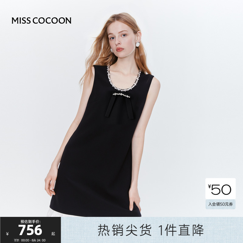 MISS COCOON可可尼无袖小黑裙礼服生日裙2025夏季新款