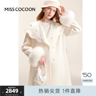 COCOON 2024冬季 100%绵羊毛 真香女孩 毛呢外套 新款 大翻领长款