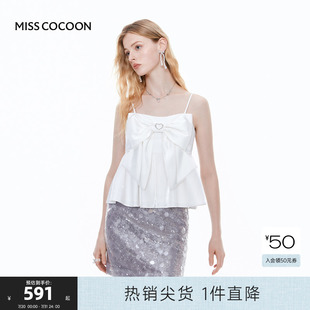 蝴蝶结女士上衣 MISS COCOON可可尼法式 气质吊带背心2025夏季 新款