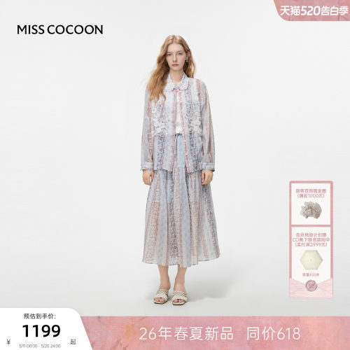 MISSCOCOON可可尼印花蕾丝上衣