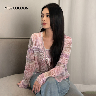 阿娇同款MISSCOCOON可可尼针织开衫女26春新款波西米亚渐变套装