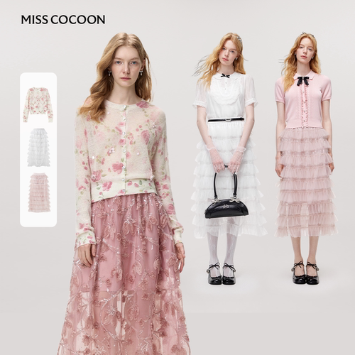 MISSCOCOON可可尼羊驼毛碎花开衫