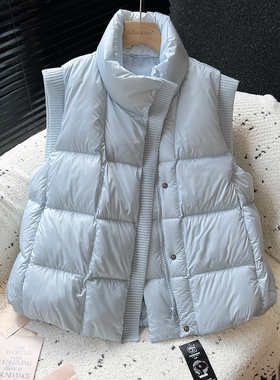 aboev deck韩版羽绒马甲女时尚休闲针织拼接立领无袖外穿高端外套