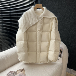 above deck针织大翻领羽绒服女中长款加厚韩版宽松显瘦巨好看外套