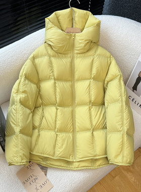 above deck豆腐方格羽绒服女短款连帽气质高品质2025冬季新款外套