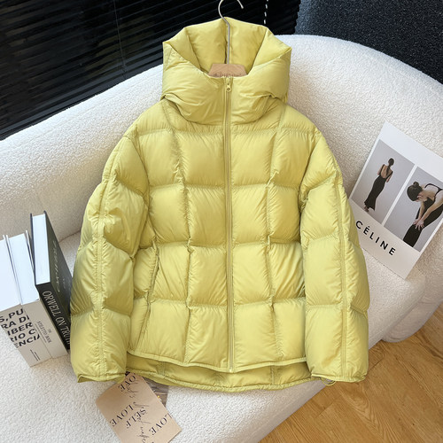 above deck豆腐方格羽绒服女短款连帽气质高品质2025冬季新款外套