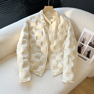 above deck轻薄款羽绒服女短款米白色超好看显瘦女士白鸭绒外套
