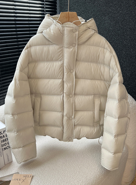 above deck加厚排骨宽松羽绒服女短款连帽韩版时尚高端白鸭绒外套