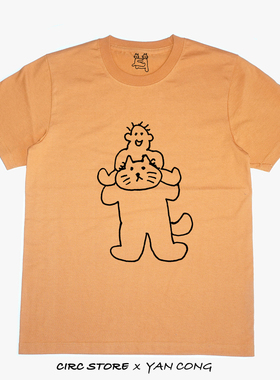 Circ Store x YAN CONG  艺术家合作款背猫咪T恤 手工印制 限量
