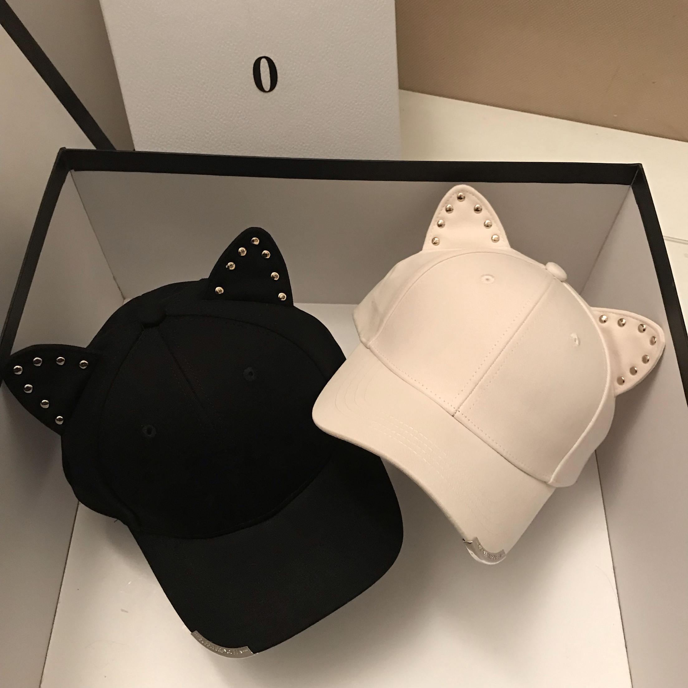 2025春夏新款高品质立体猫耳朵硬顶棒球帽女百搭时尚鸭舌帽男