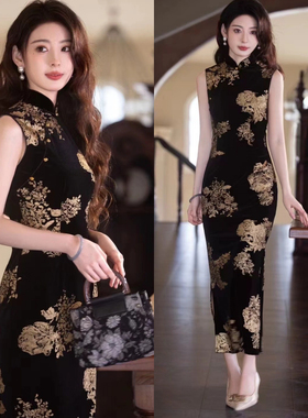 无袖新中式长款改良旗袍新款2026新款年轻款少女国风复古修身气质