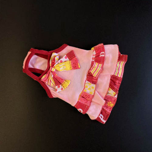 外贸日版小狗衣服泰迪博美蝴蝶结裙子全棉服饰春秋宠物狗衣服裙装