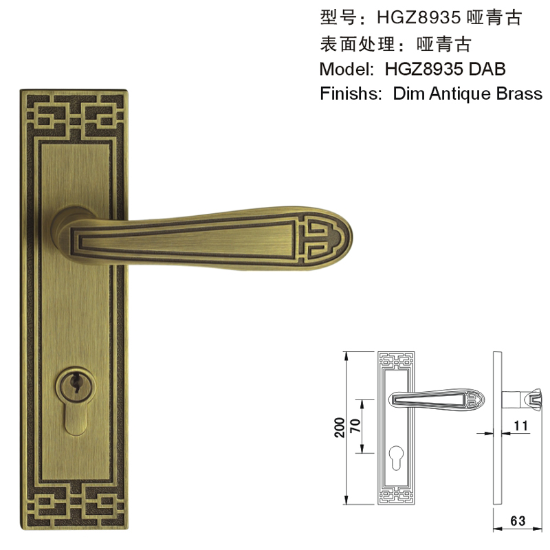 百乐门卧室实木青古铜门锁