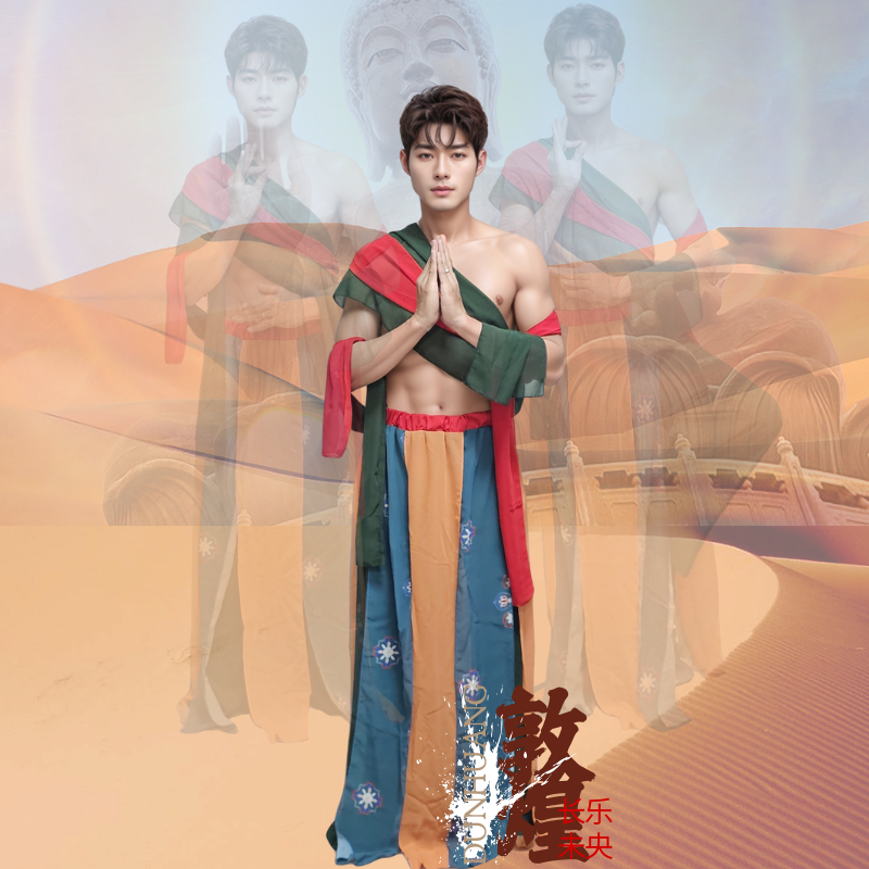 租赁新款异域风情敦煌飞天旅拍男舞蹈服装古装西域舞表演出服出租