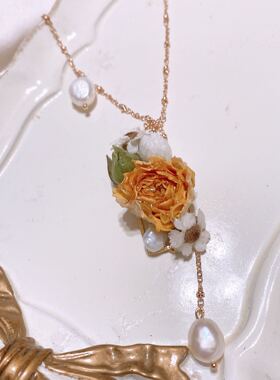 法式天然包金真花雏菊巴洛克珍珠