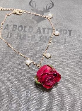 新品 原创设计天然真花18k包金手链手环礼物