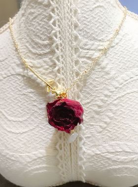 原创设计18k包金的天然法国真花