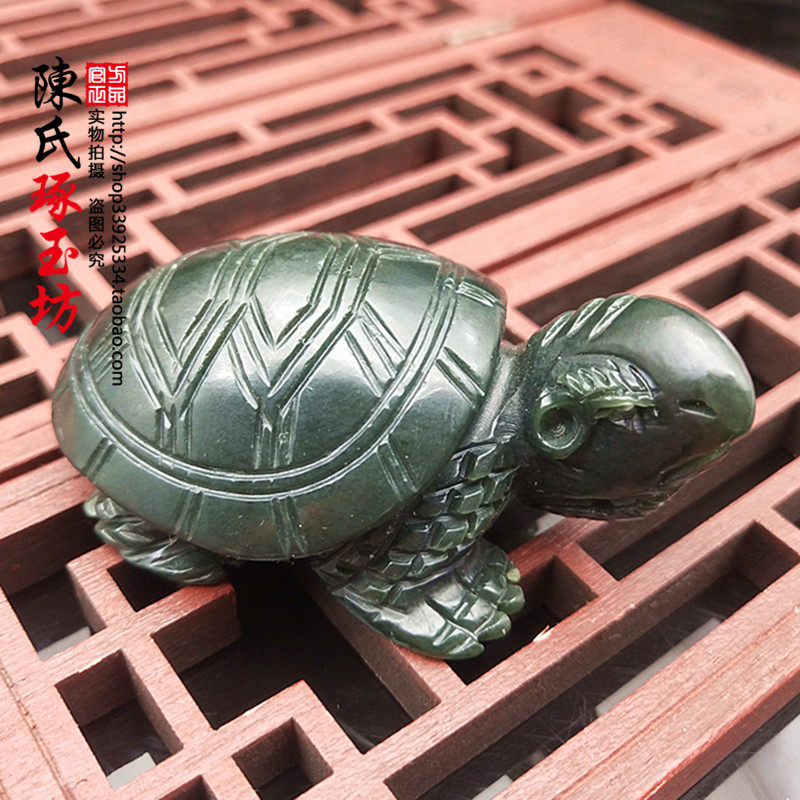 和田玉青玉乌龟手把件长寿龟玉佩吊坠挂件把玩件小乌龟小摆件玉