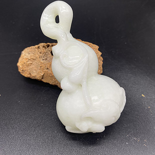 天然蓝田玉葫芦手把件摆件把玩件玉福禄招财吉祥物客厅玄关装饰品