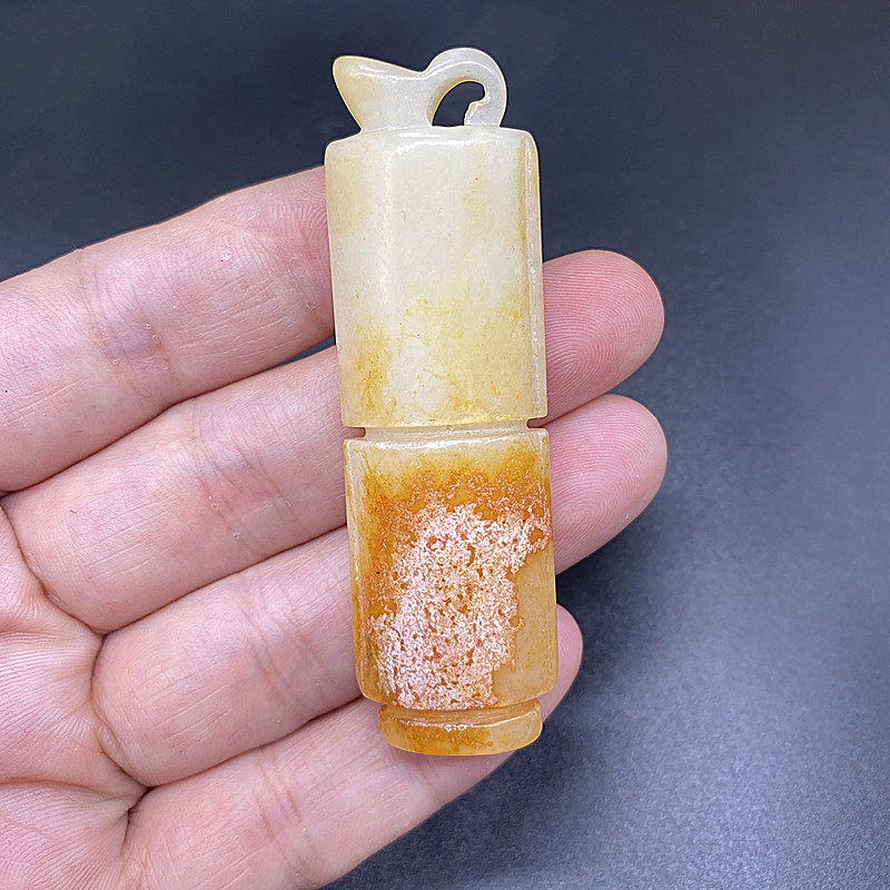 古玩玉器岫玉仿古司南佩战汉玉吊坠颈饰挂件项坠腰佩古风汉服配饰