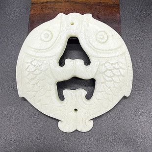 岫玉雪花玉双鱼镂空仿古吊坠挂件玉佩玉牌连年有余汉服腰佩玉坠子