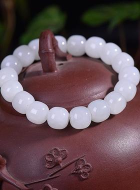 天然新疆和田玉羊脂白玉手串