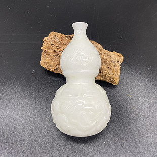 天然蓝田玉祥云如意纹葫芦小摆件手把件挂件把玩件福禄玄关装饰品