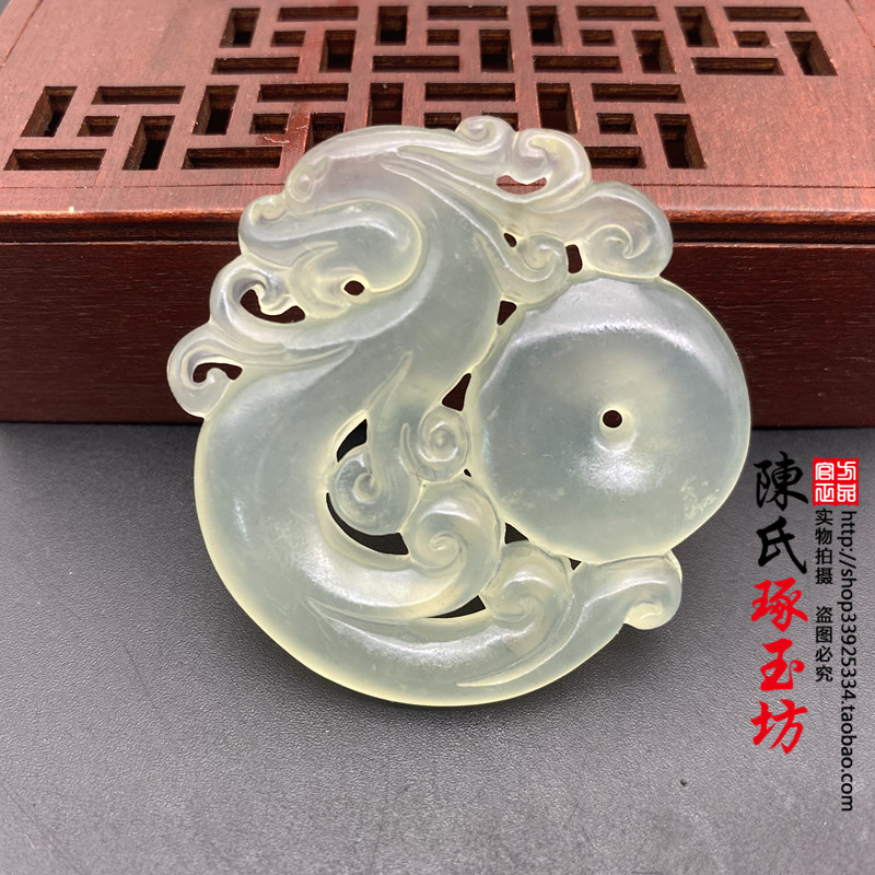 岫玉镂空仿古龙项链玉坠玉石玉佩平安扣车挂玉牌腰佩腰牌吊坠挂饰