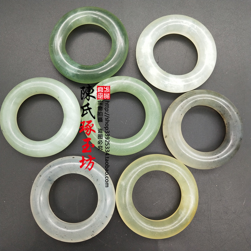 岫玉水墨飘花圆圈玉佩圆环袈裟环玉吊坠颈饰挂件古风圆形坠子玉环