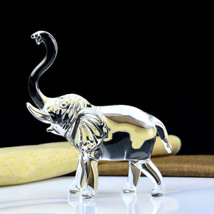 招财风水大象汽车摆件吉祥如意玄关西双版纳水晶琉璃大象仿真动物