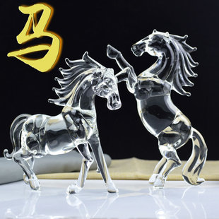 马生肖摆件水晶一马当先走马上任吉祥物办公室客厅玄关装饰小礼品