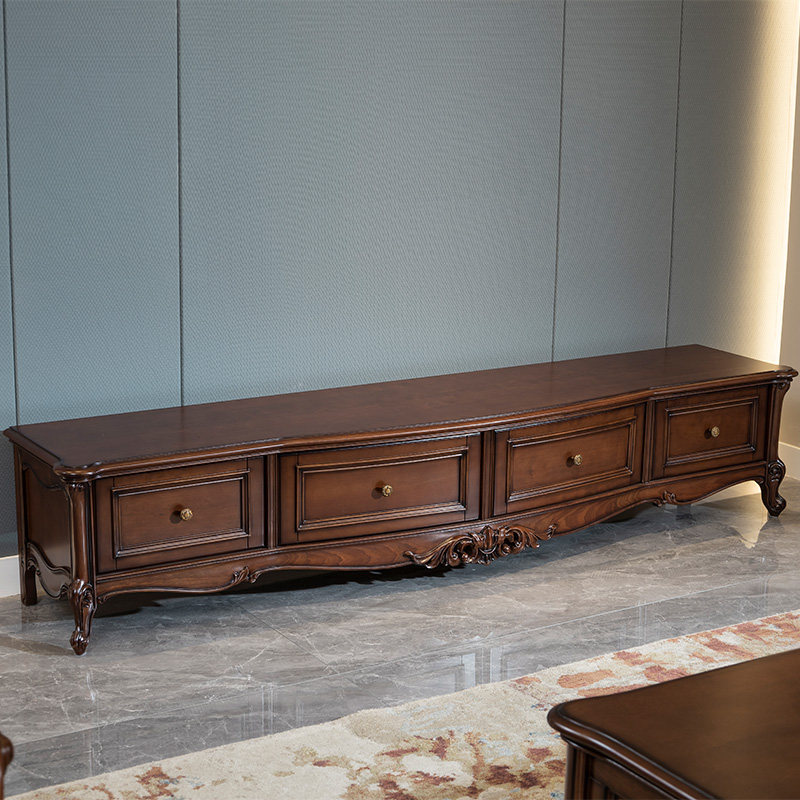 美式胡桃木电视柜茶几组合全实木家具现代简约古典客厅电视机柜