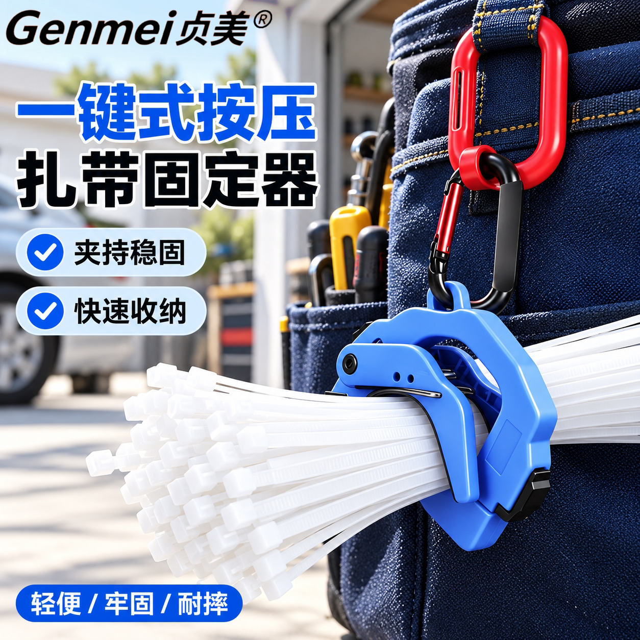 便携扎带收纳夹强力夹持快速固定电线收纳理线器捆扎带捆绑扎线器