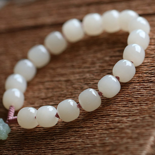 天然和田玉藕粉色老型珠手持手串招桃花招姻缘男女款手串