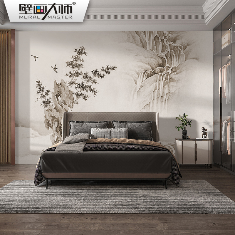 中国风禅意竹子墙布背景墙纸新中式壁纸客厅茶室卧室意境山水壁布