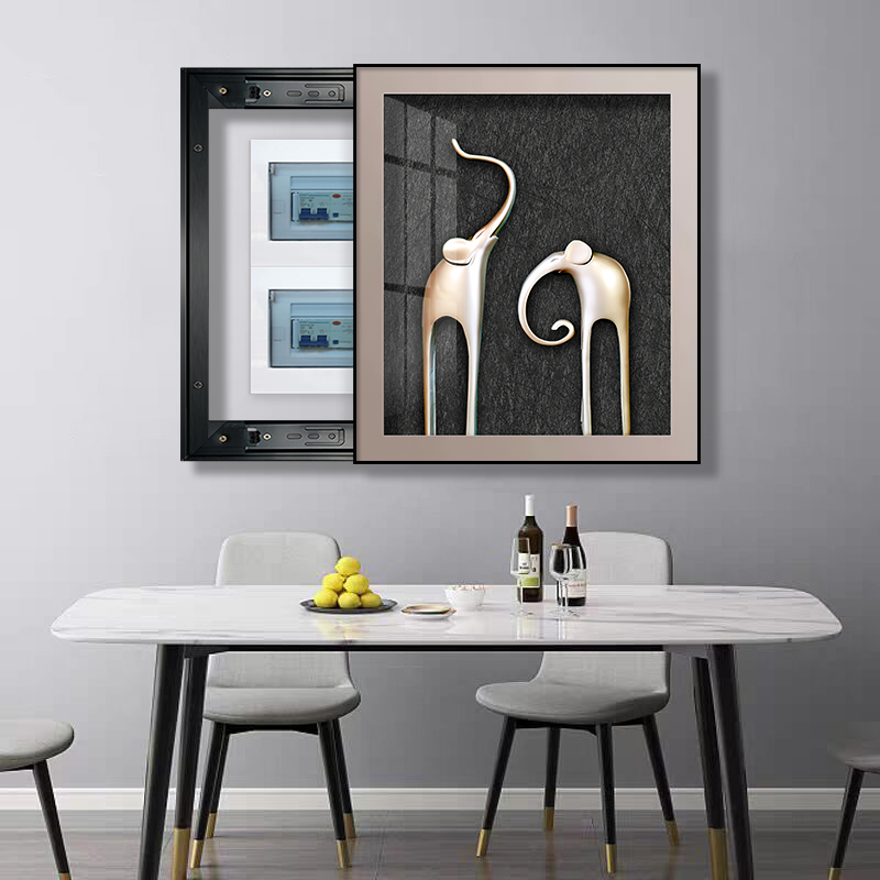竖款电表箱装饰画推拉式大象简约抽象餐厅配电箱电闸盒开关盒挂画