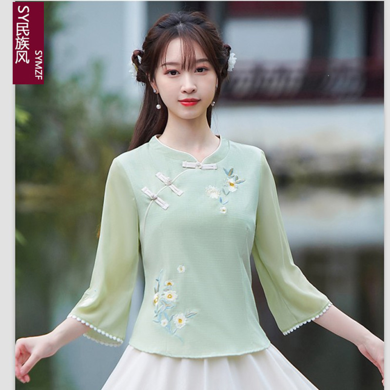 改良旗袍汉服复古绣花唐装上衣