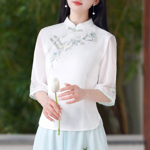 春夏装中式盘扣上衣禅意茶服汉服