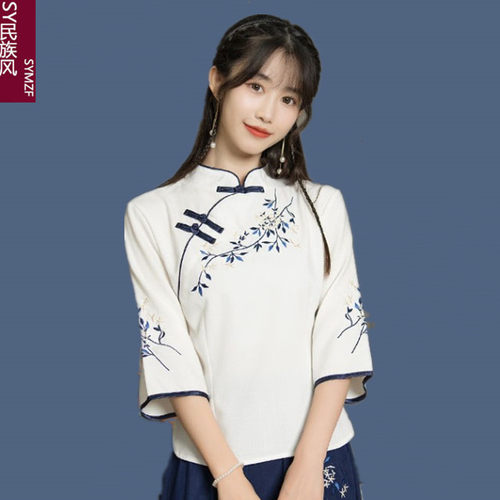 唐装女中国风茶服改良旗袍上衣