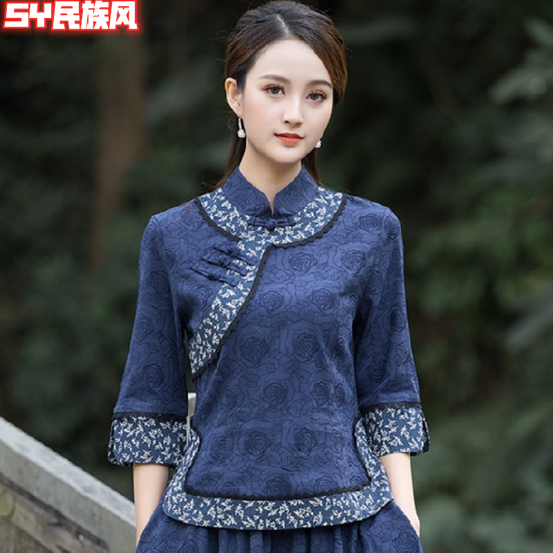 民族风中式提花唐装汉服改良旗袍