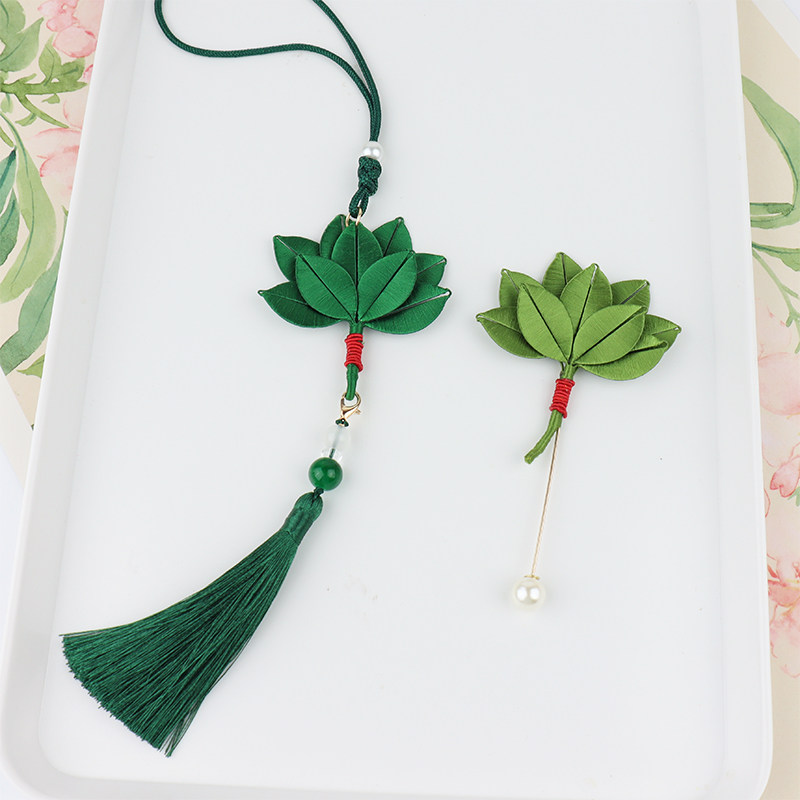 柚子叶非遗缠花挂件diy材料包手工制作车挂平安吉祥绳挂坠图纸模