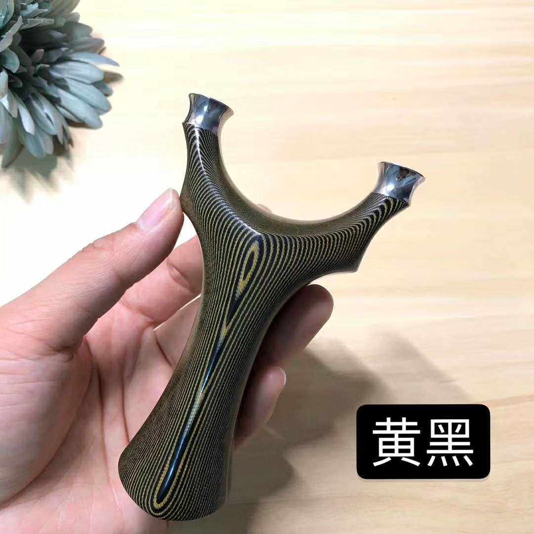 天罡实木米卡塔g10贴片扁皮弹弓工五星钛钢非飞虎钛合金手工水虎