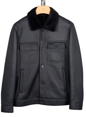 金利来男装皮衣冬季新款翻领羊皮毛保暖外套MJC22141429-99