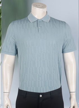 金利来男装短袖T恤夏季翻领舒适柔软含桑蚕丝上衣MTSG19912090-25