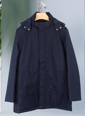 金利来男士白鹅绒羽绒服冬季可脱帽保暖中长款外套MDSF43914159