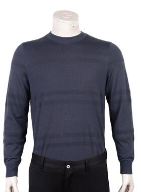 金利来男装圆领羊毛衫秋冬保暖针织衫深蓝色毛衣MCWF19913253-88