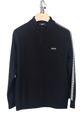 金利来男装黑色半拉链立领毛衣保暖休闲针织衫MCWF16913245-99