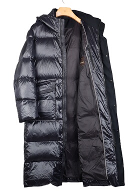 金利来男装长款连帽黑色白鹅绒羽绒服保暖外套MDSG63914022-99