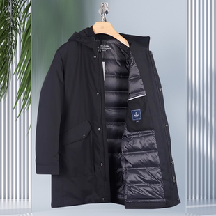 金利来男羽绒服2023新款冬季连帽保暖中长款外套MDSF43914263-95